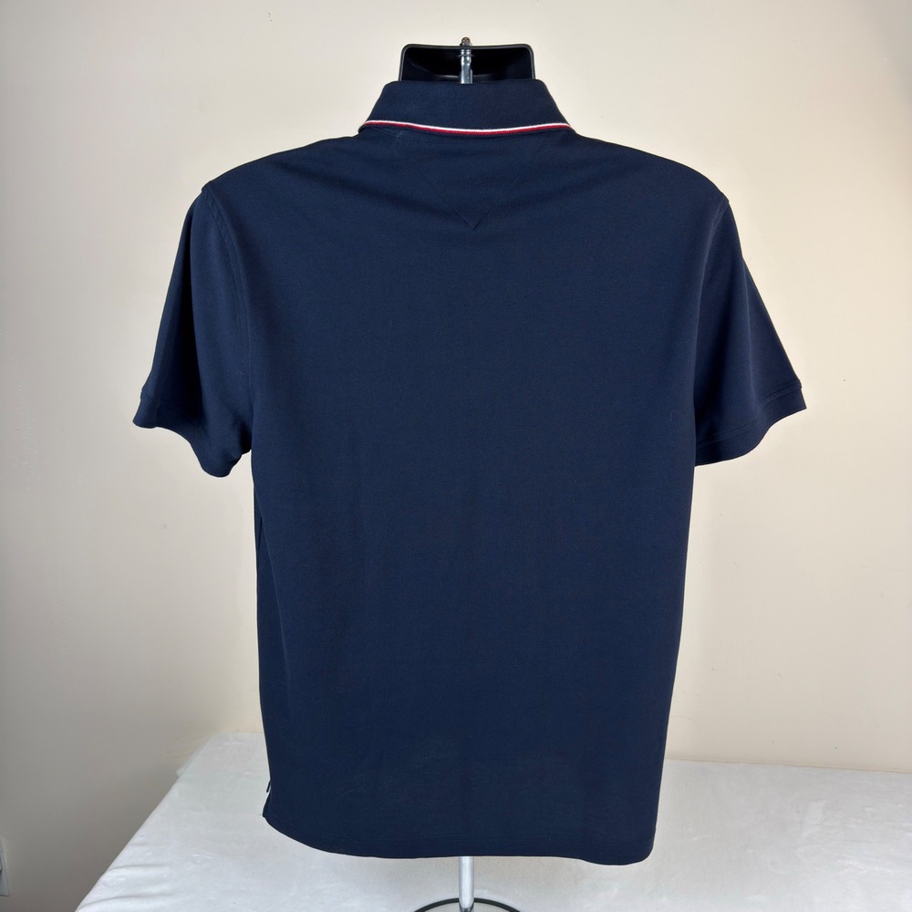 Tommy Hilfiger Mens Polo Shirt Navy Blue Tipped Collar XM05871 400 Medium NWT - Picture 3 of 10